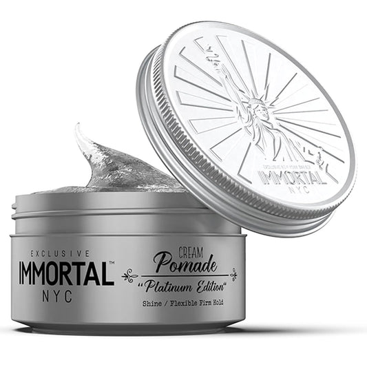 Immortal NYC Hair Styling Cream Pomade Platinum Edition - Mens Water Based, No Residue Hair Balm - All Natural Pomade -Strong Firm Hold - Gel for All Hair Types