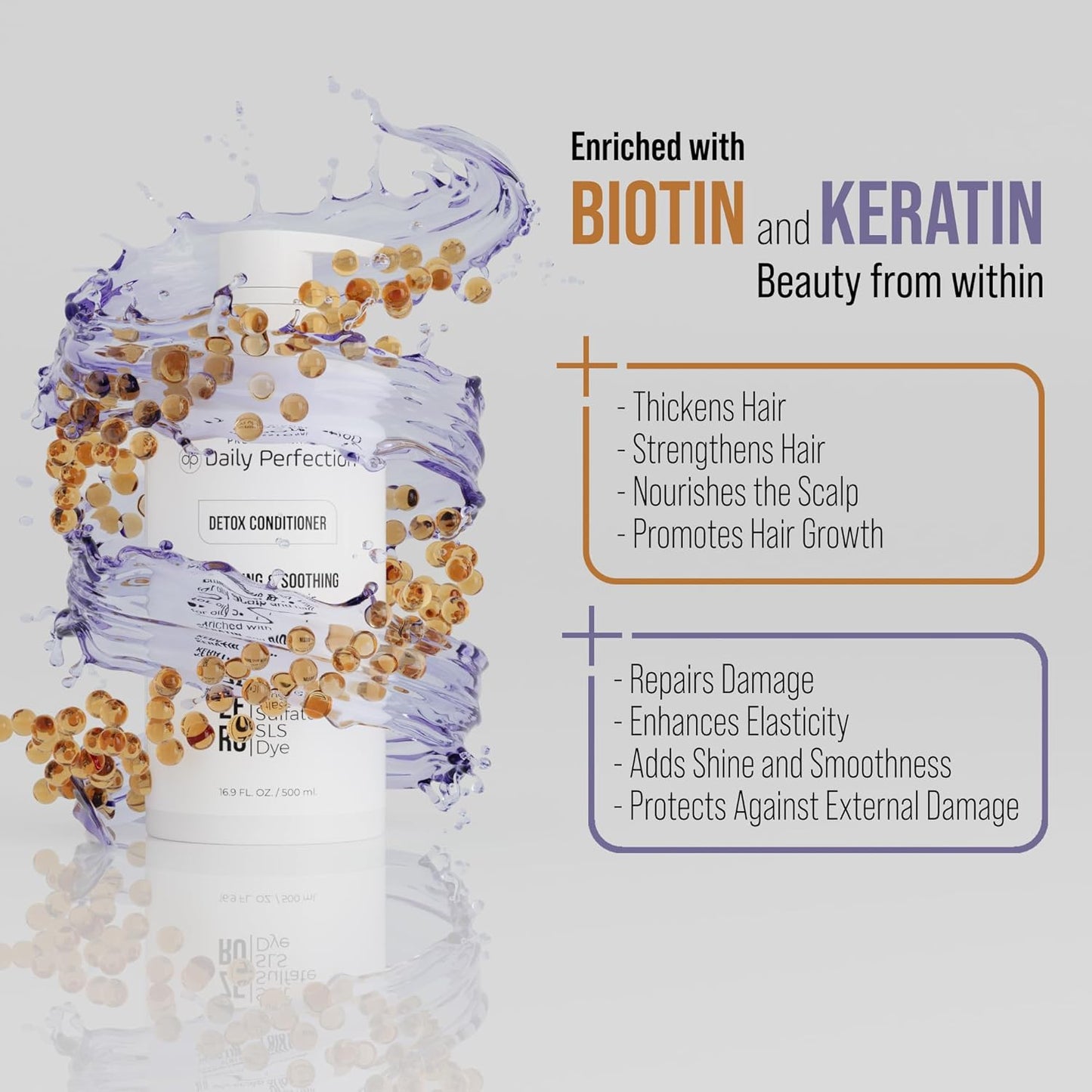 (dp) Detox Conditioner – Hydrate, Clarify & Remove Buildup, Oil & Impurities – Clean + Salon-Grade Formula with Biotin & Keratin