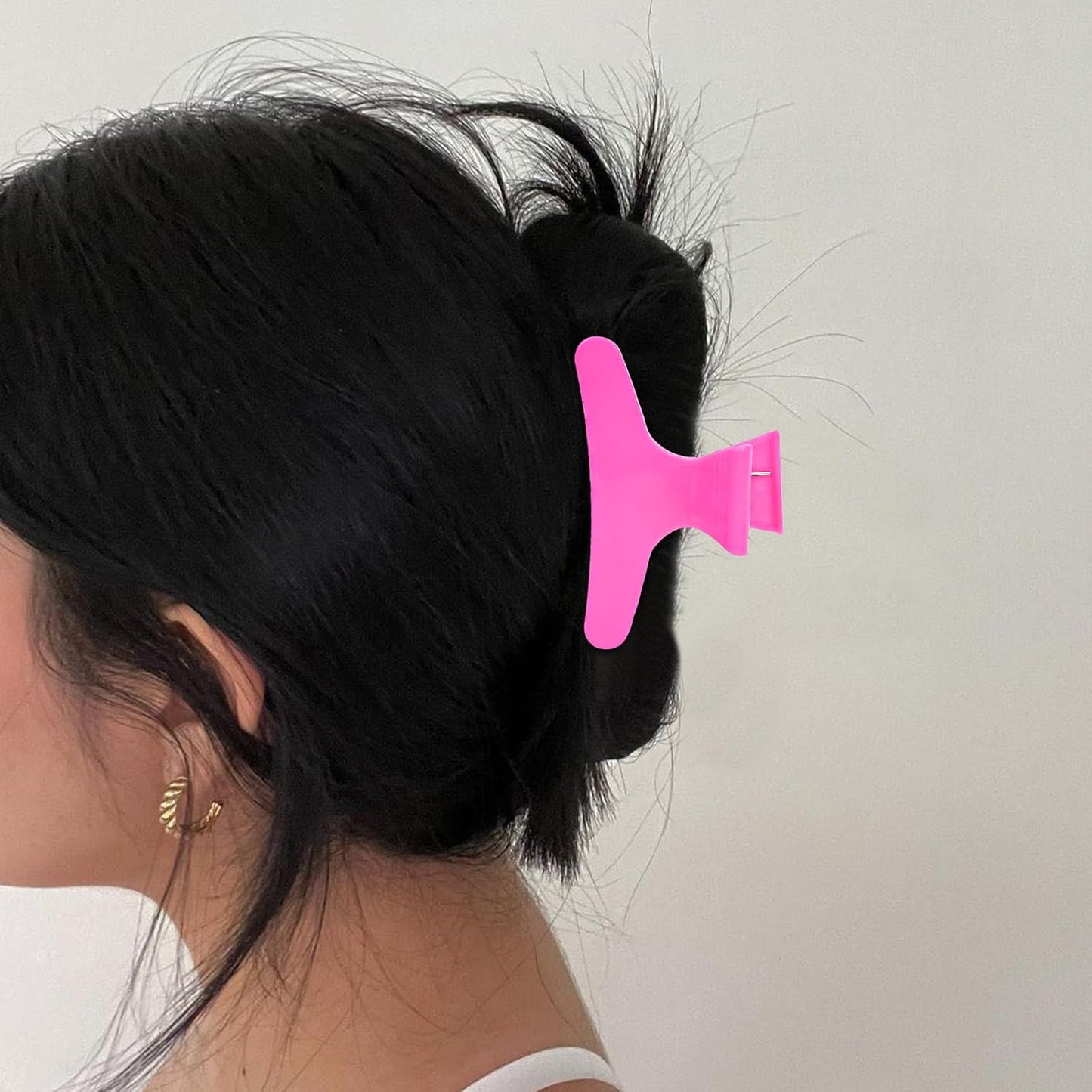 Hair Clips for Styling Sectioning 12 Pack Pink Hot Pink Butterfly Clamps Hair Claw Clips Pro Salon Hair Clips for Styling, Sectioning, Cutting and Coloring