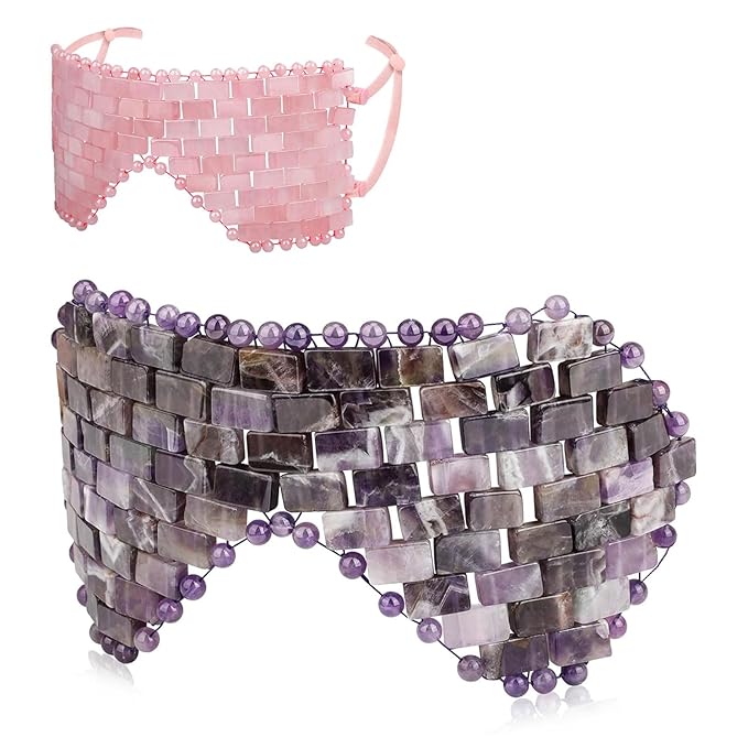 gemshan Amethyst Eye Mask & Rose Quartz Eye Mask
