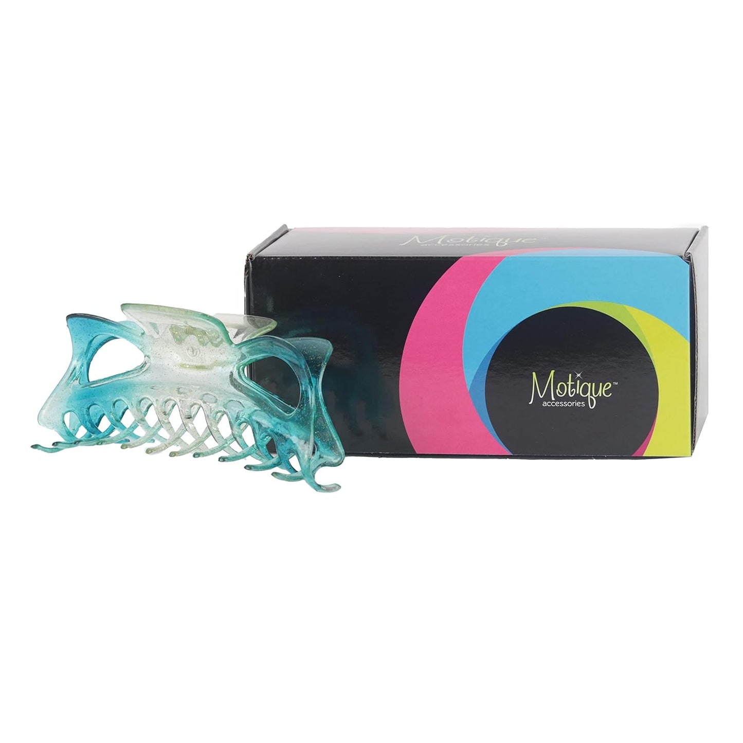 Women's Jumbo Jaw Clip Extra Large Marbelized Hair Claw (Glitter Turquoise)