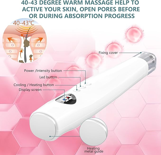 Facial Skin Care Product absorbs Derma Pen Device, LED Light Therapy face Massager, Thermal and Ice Cooling Roller