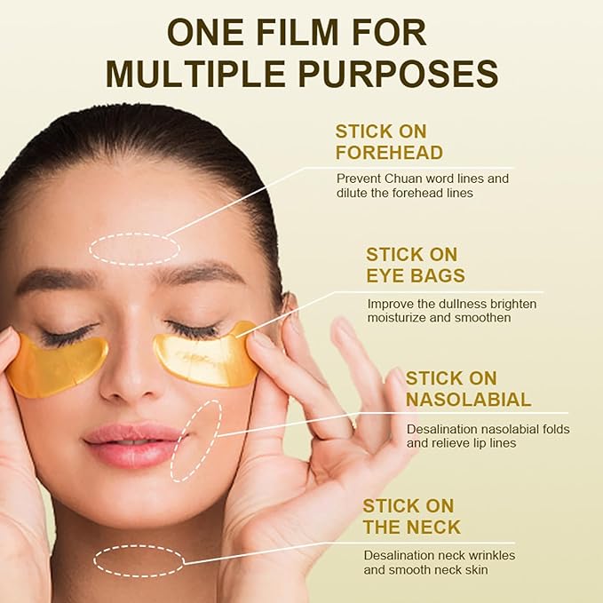 30 Pairs Lip Masks & 24K Gold Eye Mask, Gel Crystal Collagen Eye Patches for Puffy Eyes, Moisturizing & Reducing Fine Lines Dark Circleeye Patches for Dark Circles and Puffiness
