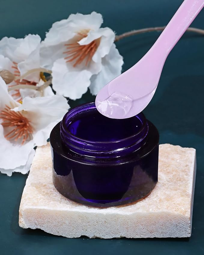 ONLYKXY 5pcs 5inch Plastic Beauty Spoon Facial Cream Brush Makeup Scoop Mud Reusable Cosmetic Dig Scoop Spatula Mask Tip for Lotions Moisturizers Home Salon DIY Facemask Mixing Sampling (Purple)