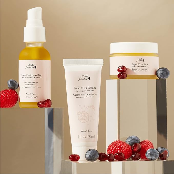 100% PURE Super Fruit Nourishing Oil Hydrating Skincare Face & Body Moisturizer, Rejuvenating Plant-Based Boost for Dry Dehydrated Skin - Vegan - 1oz