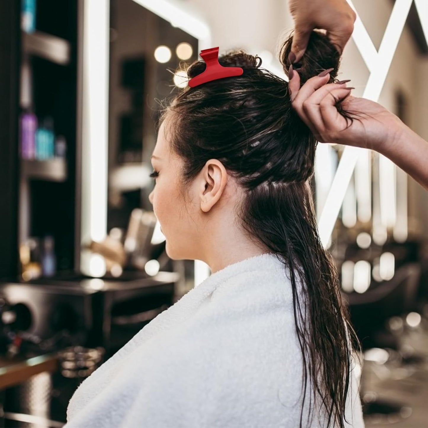 Ondder Red Butterfly Hair Clips for Styling Sectioning Pro Salon Butterfly Plastic Claw Clips Hair Styling Clip Barber Clips for Cutting, Coloring Hair, Hair Accessories for Women Girls