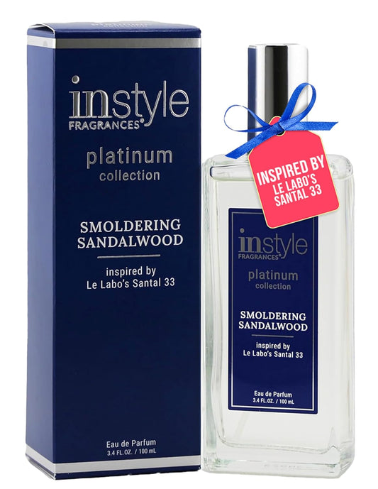 Instyle Fragrances, Platinum Collection, Smoldering Sandalwood, Inspired by Le Labo’s Santal 33, Unisex Eau de Parfum, CLEAN, Vegan, Paraben-Free, Never Tested on Animals, 3.4 Fluid Ounces
