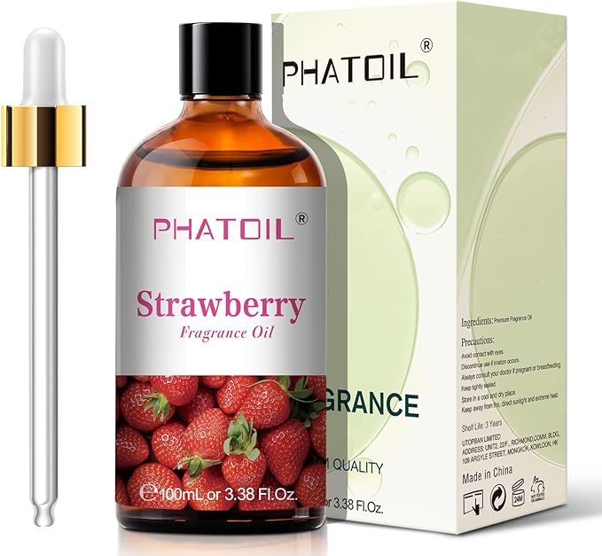 3.38FL.OZ Strawberry Fragrance Oils for Aromatherapy, Essential Oils for Diffusers for Home, Perfect for Diffuser, Yoga, Skin Care, DIY Candle and Soap Making - 100ml