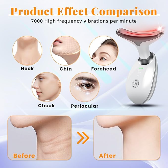 Face and Neck Massager Light Therapy, Face Massager Tool for Women, 7 Color Face Neck Massager, Face Sculpting Tool, Facial Massager Face Lift Device, True Beauty Glow Facial Massager