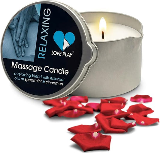 LOVE PLAY Relaxing Massage Oil Candle - Moisturizing Body Oil Candle for Couples and Home Spa - Luxurious & Hydrating Skin Care Body Massage Oils - Vegan (6.76oz)