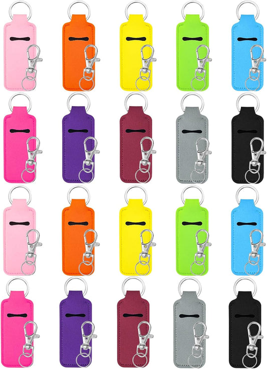 Krijues 10/20/40 Pcs Chapstick Holder Key Chain Lipstick Holder with Keychains (10 Colors)