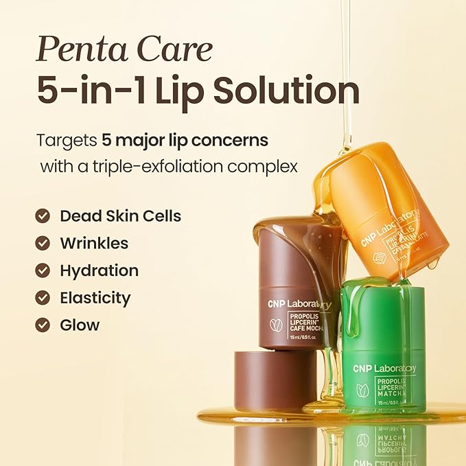 CNP Honey Lip Butter - Propolis Lipcerin™ 07 Matcha, Café Edition, Hydrating Overnight Manuka Lip Balm & Mask, 12hrs Long-lasting Moisture, Gifts for Women, Korean Skin Care, 0.5 fl.oz.