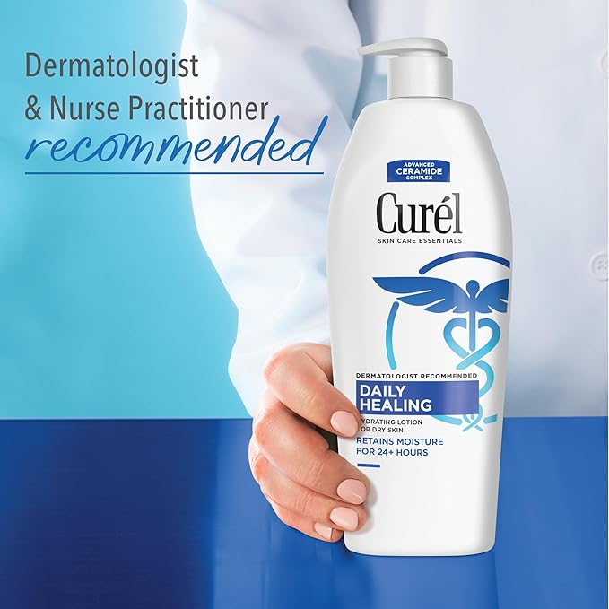 Curel Daily Healing Body Lotion for Dry Skin, Dermatologist Recommended Hydrating Body Lotion with Advanced Ceramides Complex, 13 Oz