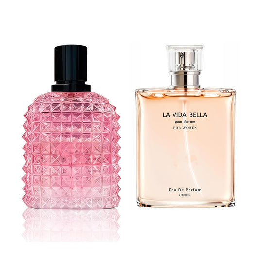 Women's Perfume Set - 2 Pack Eau de Parfum Spray 3.4 Oz Each | Floral Jasmine & Sweet Vanilla with Bergamot & Woody Notes | Long Lasting Original Scent Gift Set for Women (MilaWR&Lavi)