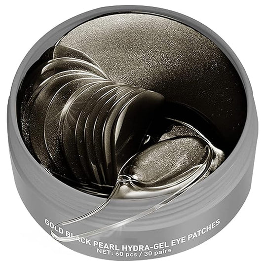 Gold Black Pearl Hydra-Gel Eye Patches - Gel Eye Mask for Eyes Treatment Puffiness Anti-Aging Remove Eye Bags Relieve Dark Circles Moisturizing Eyes Skin (30 Pairs)