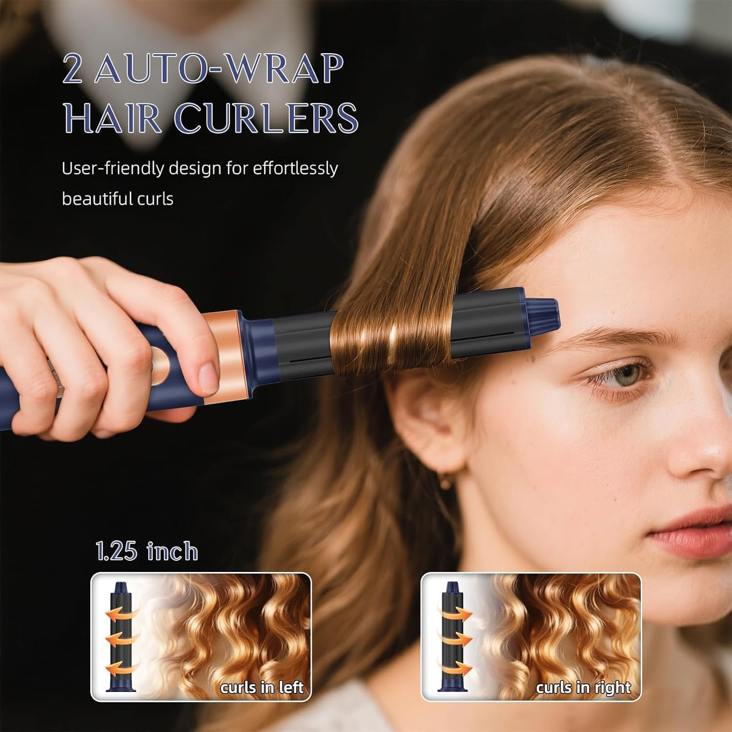 DORISILK 8 in 1 Hair Nora Styler & Hair Dryer Brush Blow Dryer, 110000 RPM High-Speed Hot Brush Styler and Auto Wrap Curlers, Negative Ions for Smoothing Straightening Curling Volumizing Drying, Blue