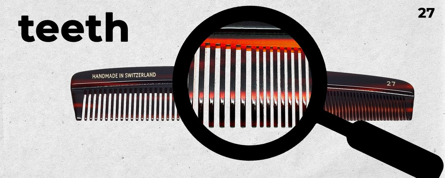 #27 Handmade Wide Narrow Tooth Comb Tortoise Havana Acetate Thick Coarse Curly Thin Fine Straight Hair Detangling Parting Grooming Teasing Hair Styling Hairdresser Barber Hairdressing Wet Dry