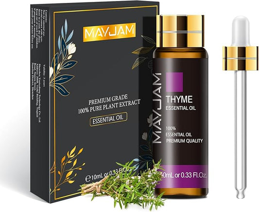 Thyme Essential Oil, MAYJAM 10ML/0.33FL.OZ Premium Thyme Oils for Soap Candle Making, Diffuser, Bedroom, Living Room, Office