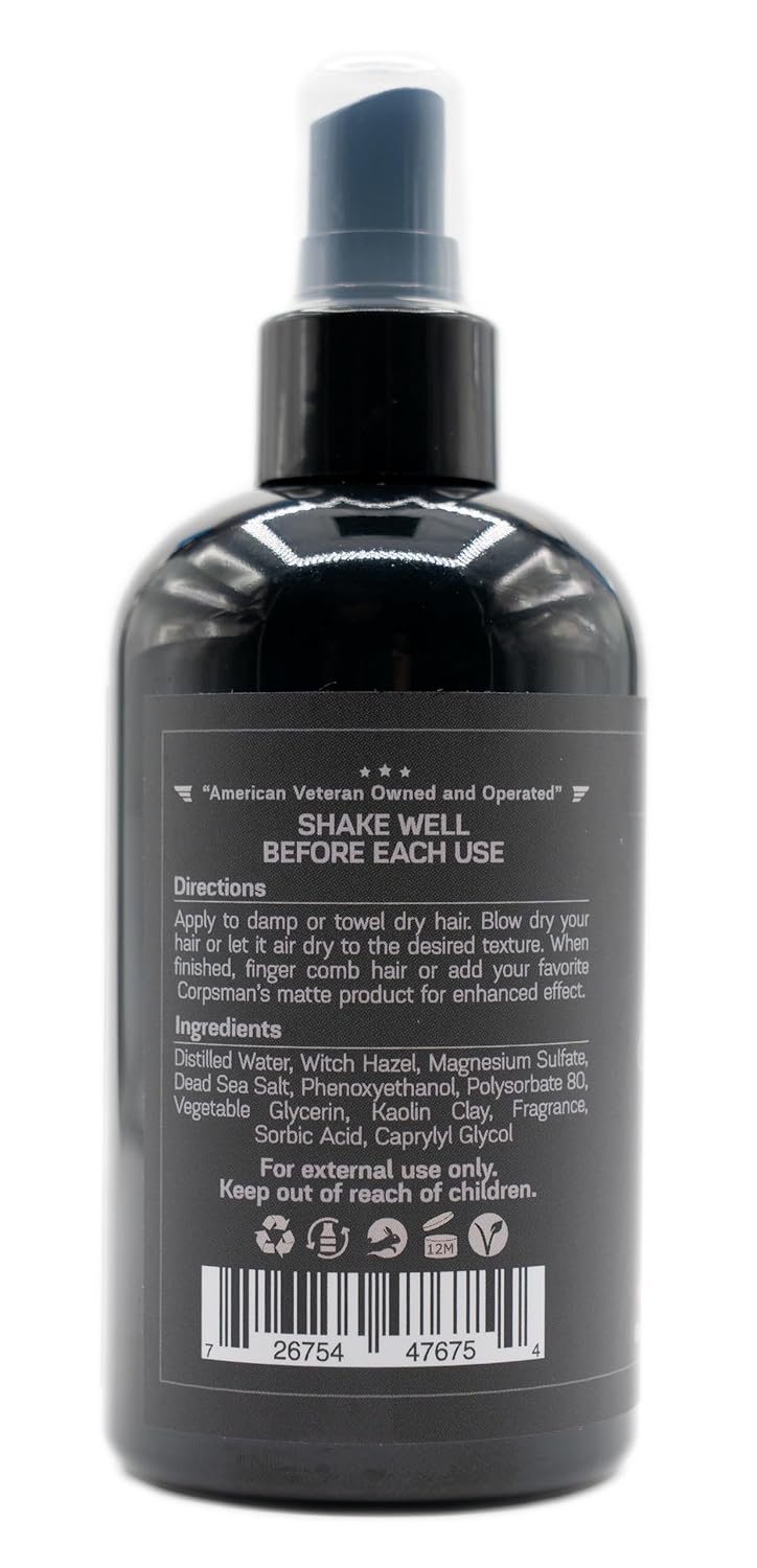 Corpsman's BLACK OPS SEA SALT TEXTURE SPRAY | Medium Hold | Matte Finish | 8 ounces