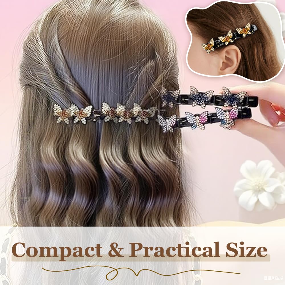 Sparkling Crystal Stone Braided Hair Clips, Women Rhinestone Braided Duckbill Hairpin, 2025 New Rhinestone Hair Clips Hair Braid Clips, Shiny Rhineston Hair Clip, Braided Hair Bands (Mix 4 Colors)