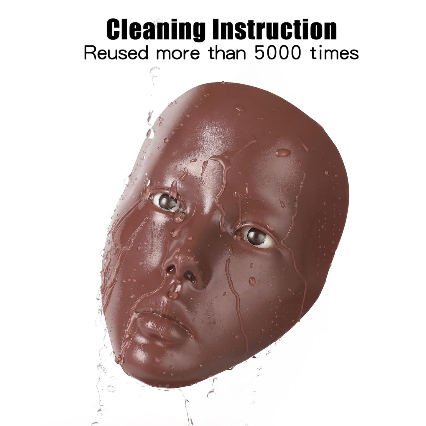 Makeup Practice Face, 5D Reusable Silicone Make up Practice Board Mannequin Face with Makeup Brushes Sponge Set and Eyeshadow Board Kit for Emerging Artist, Girl's Gift, Black