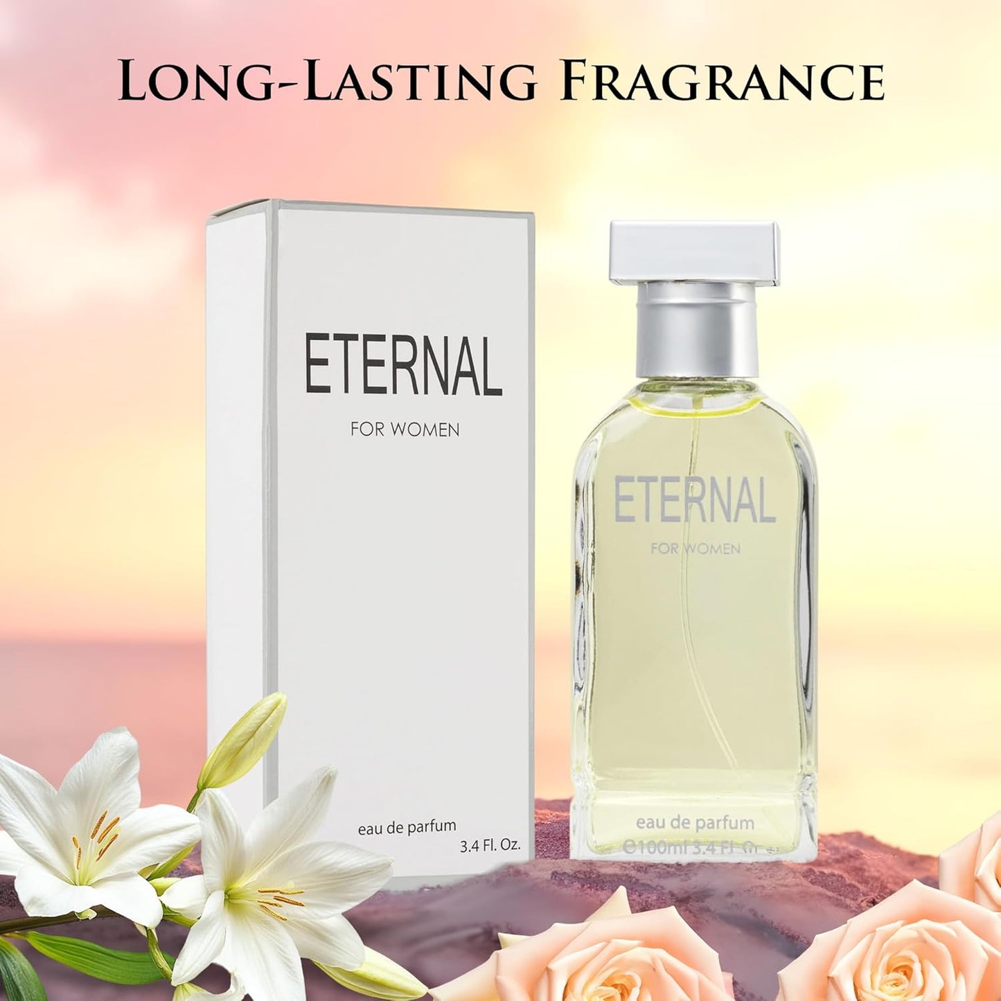 Eternal for Women - 3.4 Fluid Ounce Eau De Parfum Spray Refreshing Mix of Citrus Floral & Musk Fragrances Smell Fresh All Day Long Lovely Gift Occasions, Parfume for Women 100ml Bottle