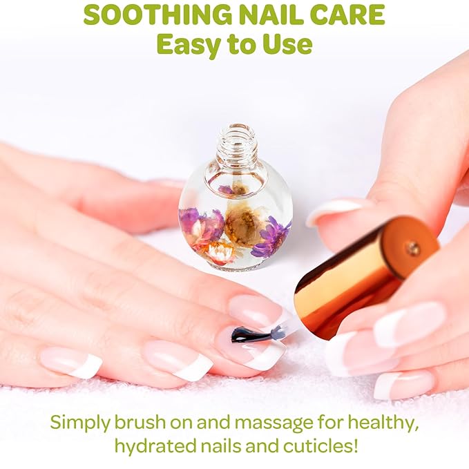 Cuticle Oil, Jasmine Scented Cuticle Nail Oil Infused with Real Flowers, Hydrates, Moisturizes, Strengthens, Repairs, Revitalizing Cuticle Oils for Nails Damage Dry Cuticle, 15ml