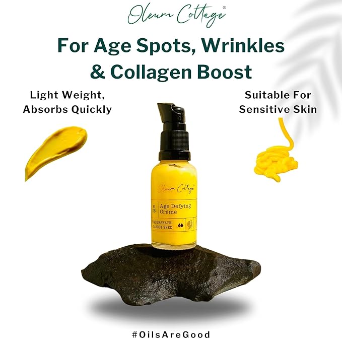 Age-Defying Creme, Made with Cold Pressed Oils, Natural Antioxidants and Pure Essential Oils, Reduces Wrinkles and Pigmentation for Dry Mature Skin In Women, Reverses Sun Damage, 30 ml