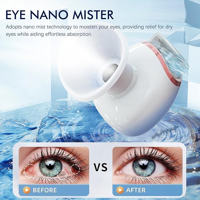 AGLOO Heated Nano Eye Mist Steam Sprayer - Portable and Rechargeable, Facial Steamer for Dry Eye Relief