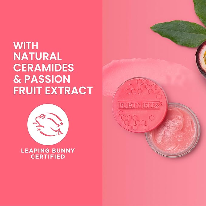 Burt's Bees Overnight Lip Sleeping Mask, 0.25 oz - Moisturizing, Hydrating, Exfoliating, Reduces Fine Lines, Ceramide Infused, Passionfruit Scent