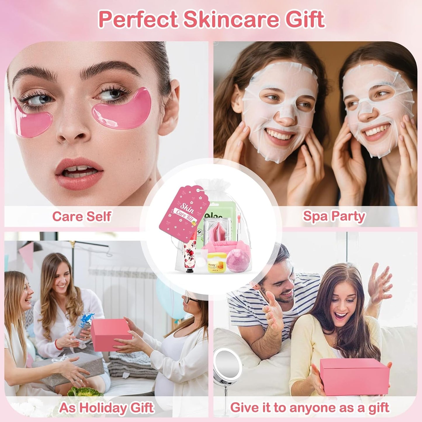132 PCS Spa Party Supplies for Girls, Spa Party Favors Include Face Masks Skincare, Hand Cream, Lip Balm, Under Eye Patches, Lip Mask and Foot Bath Bombs, Spa Birthday Sleepover Party Supplies