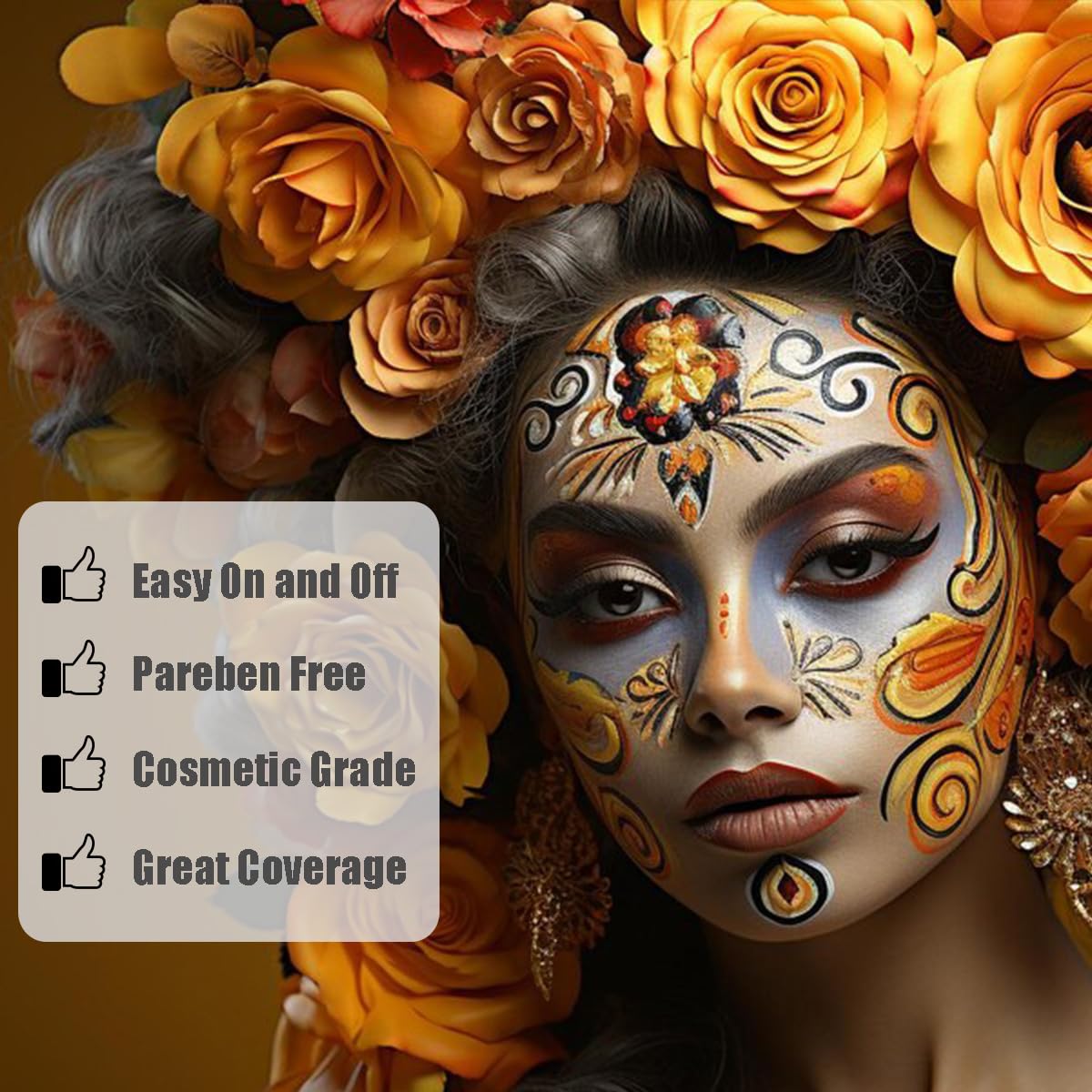 Bowitzki 30g Professional Face Paint Body Paint Water Based Face painting Makeup Safe for Kids and Adults Split Cake Single Color (Metallic Golden)