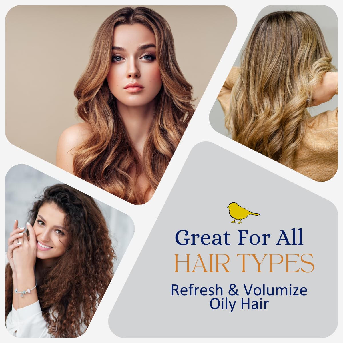 Yellow Bird All Natural Dry Shampoo Powder Eco Friendly Refill Packet - Aerosol Free, Talc Free, Volumizing Powder for Light & Dark Hair.