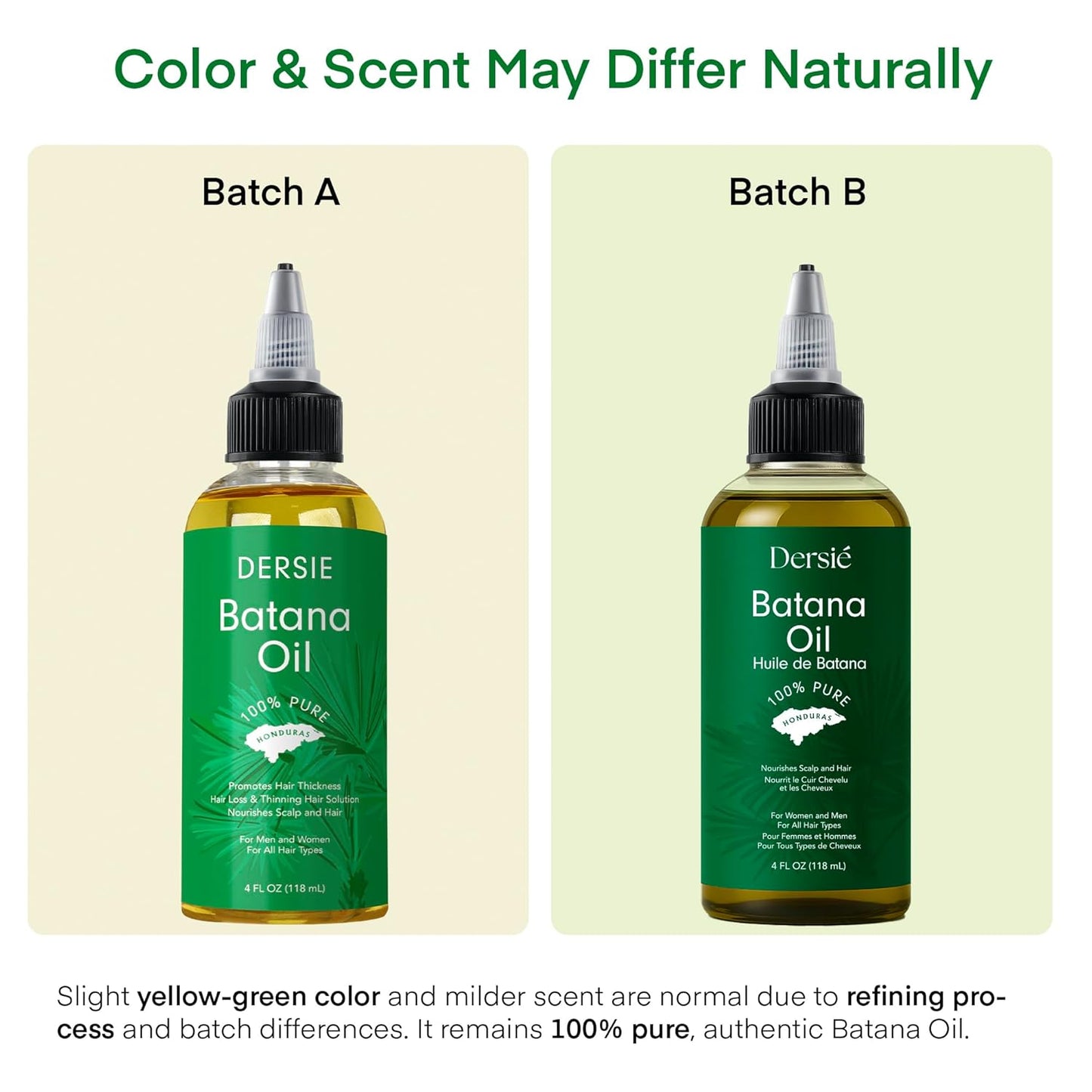 Dersie Batana Oil for Hair Growth: Dr Sebi Organic Raw Batana Oil from Honduras - 100% Pure & Natural - For Thicker & Stronger Hair - 4 FL OZ