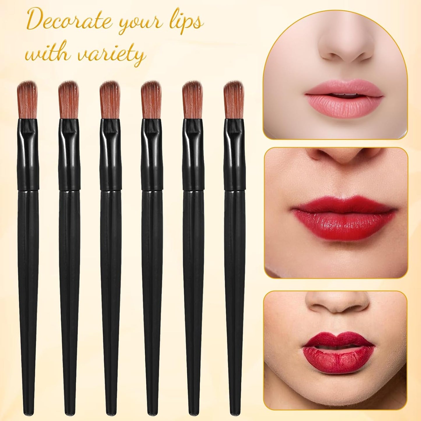 50 Pcs Lip Applicators Disposable, Black Lipstick Lip Gloss Wands Lips Liner Brush Professional Makeup Applicators Kit Portable Eye Shadow Concealer Brushes Beauty Tool Set for Even Application