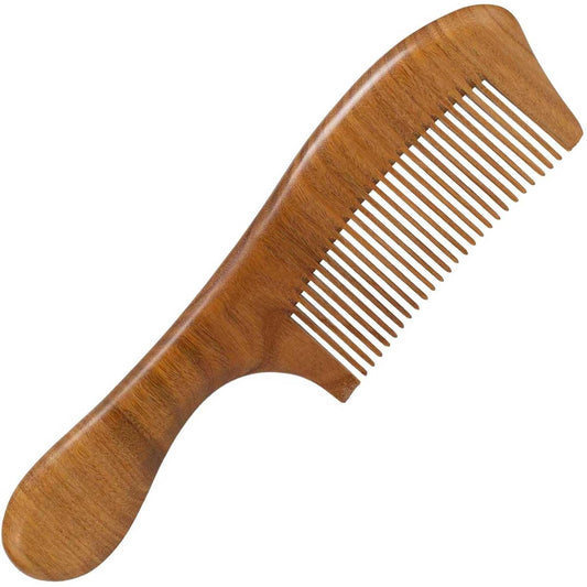 Wooden Comb for Women, Fine Tooth Comb for Thin Hair Growth - Green Sandalwood