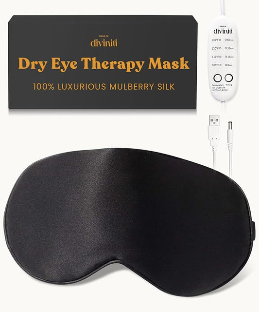 Heated Eye Mask for Dry Eye Relief - Stye Treatment, Warm Compress for Sinus, Electric Warming Patch With Moist Heat - Black