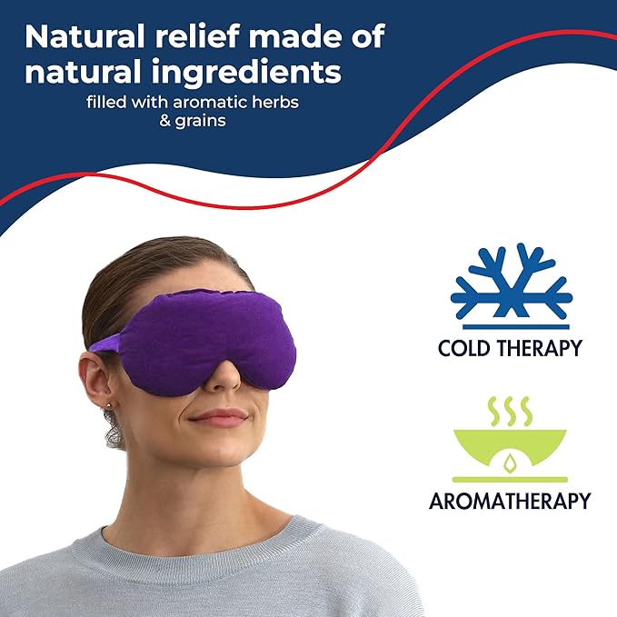 Lavender Lavender Eye Mask Pillow - Weighted Eye Mask for Relaxation, Yoga and Stress Relief - Cold Therapy Lavender Eye Masks for Women, Men - 1 Eye Mask Purple