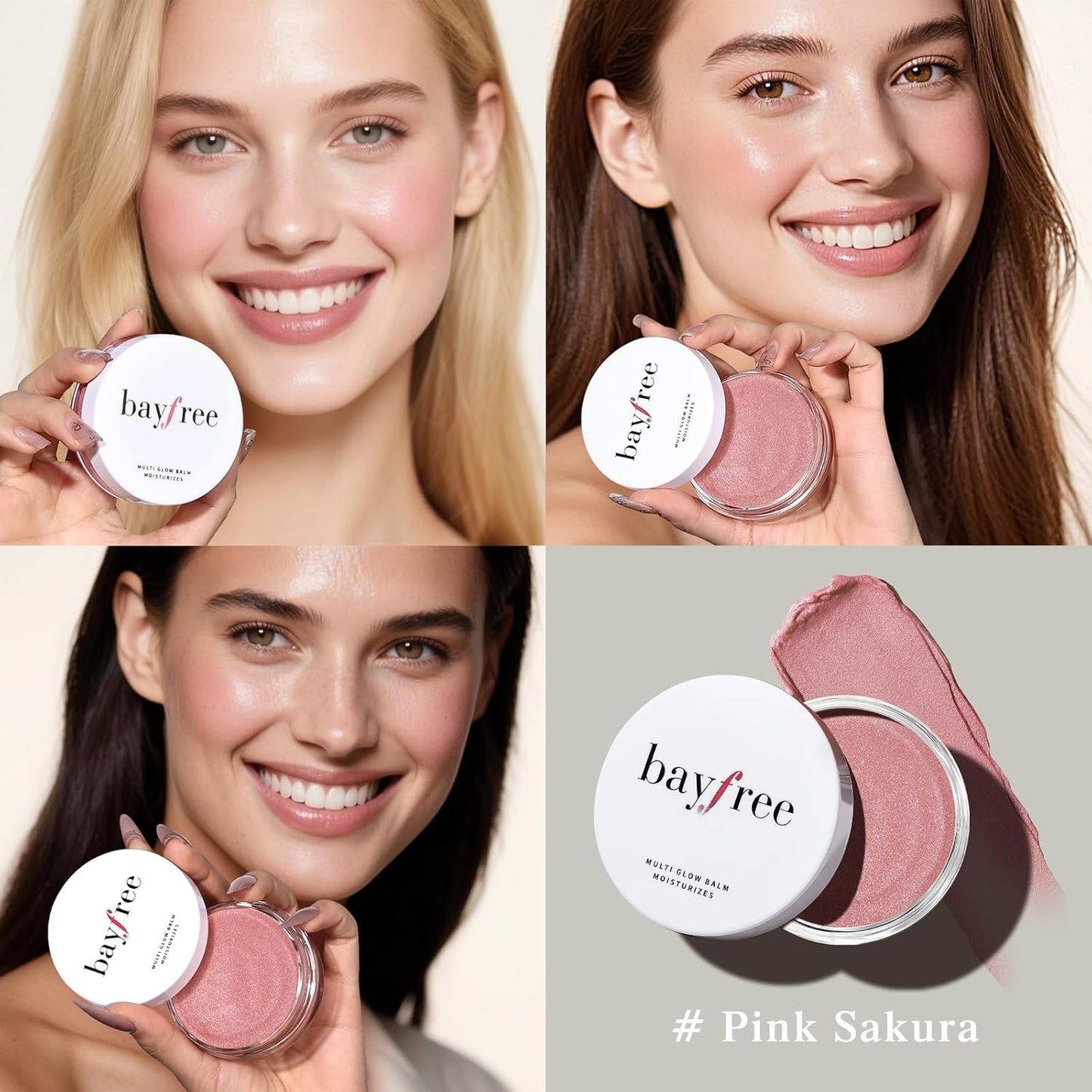 bayfree Multi Glow Balm Set, Cream Blush with Double-ended Brush, Radiant Finish, Hydrating, Creamy, Radiant Finish, Lightweight & Blendable Color, Face Balm