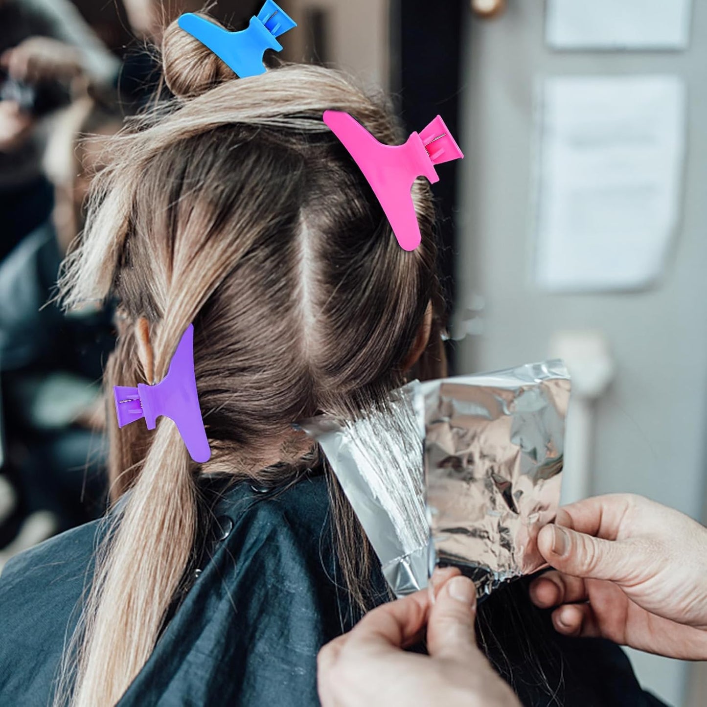 Hair Clips for Styling Sectioning 12 Pack Hot Pink Purple Blue Butterfly Clamps Hair Claw Clips Pro Salon Hair Clips for Styling, Sectioning, Cutting and Coloring