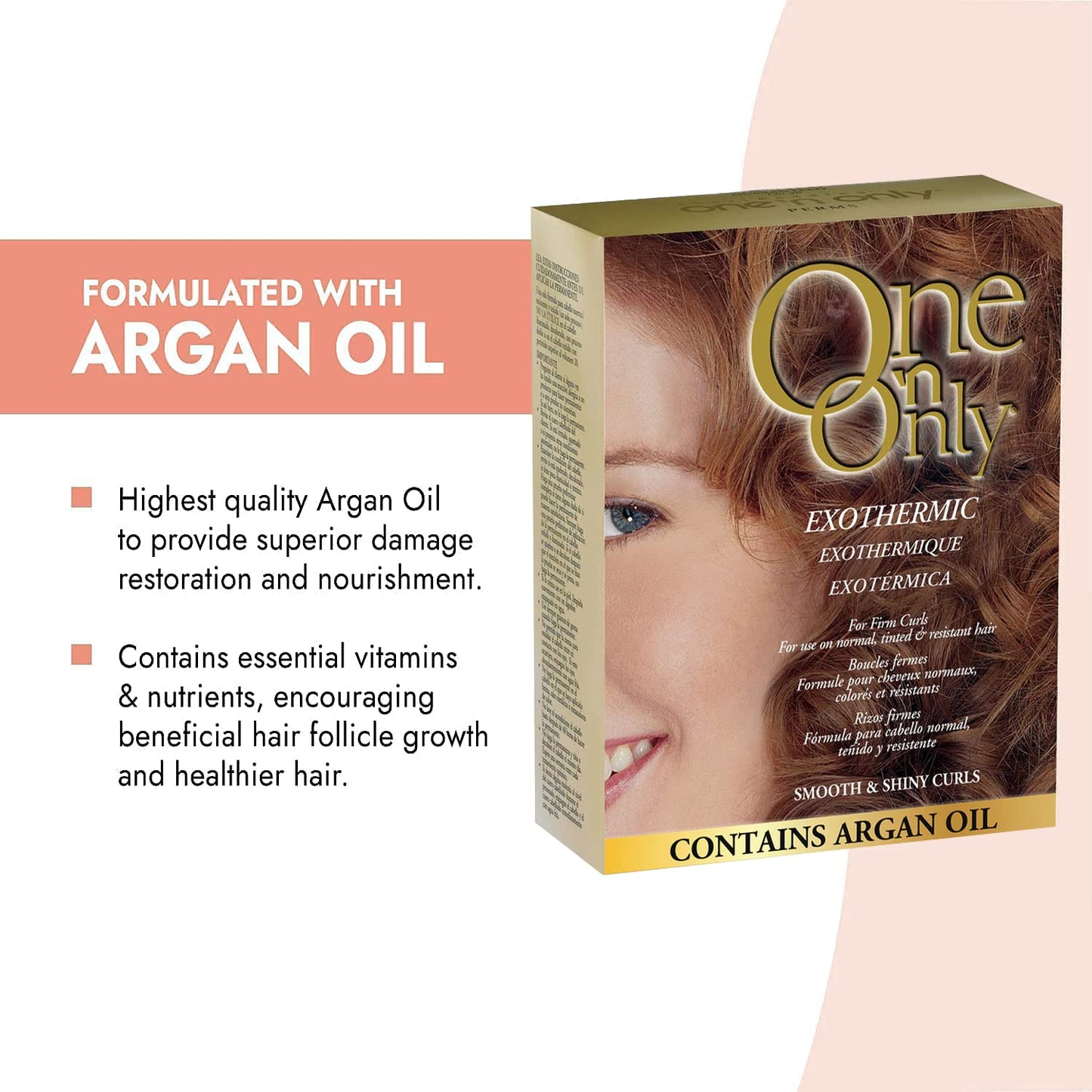 One 'N Only Exothermic Perm with Argan Oil for Firm Curls, Self-Heating Formula for Client Comfort, Ensures Shine and Manageability, Eliminates Perm Odor