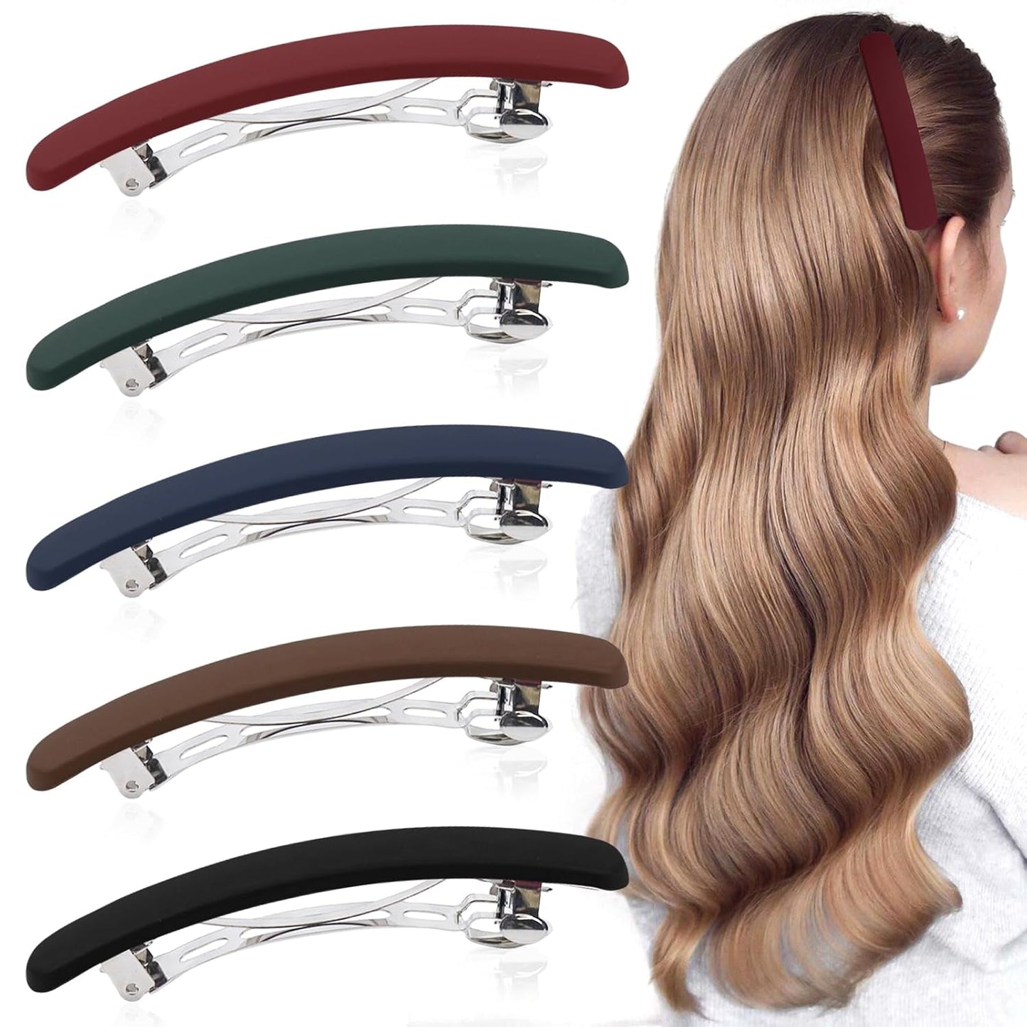 Matte French Design Hair Clips and Pins - 5Pcs Elegant Barrettes for Thin Fine Hair, Flat Accessories for Short to Medium Length Styles, Non-Slip and Secure