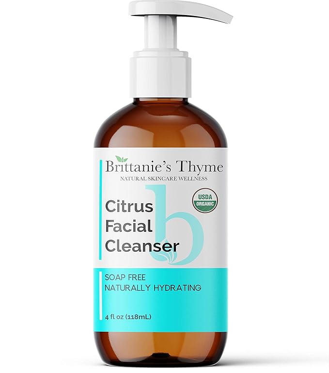 Organic Citrus Facial Cleanser Wash, 4 oz | 100% Natural, Skin Clearing Soap, Anti Blemish, Fights Acne, Non Drying, Non Oily. No Harmful Chemicals. For Women and Men.