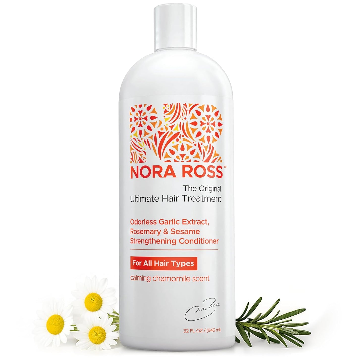 Nora Ross Garlic Extract Strengthening Conditioner with Sesame Seed Oil – Natural Deep Hair Conditioner for Women and Men with Dry, Damaged, Thinning Hair – Hydrating Paraben-Free Treatment – 32oz