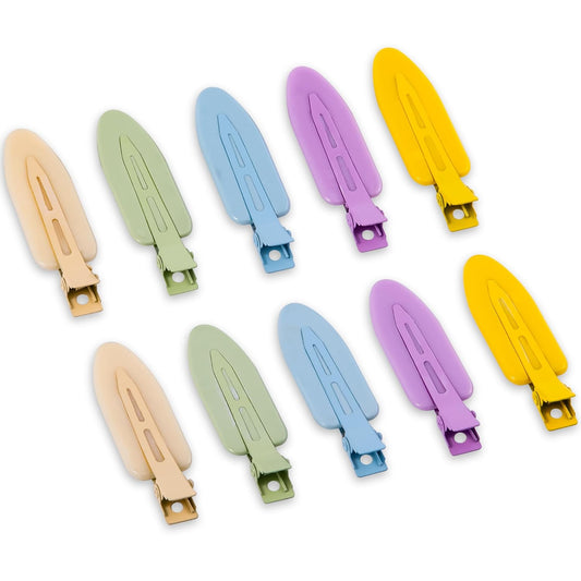 10 Pcs Creaseless No Crease No Bend Flat Hair Clips For Styling Non Slip Makeup Clips For Women Salon Hairstyle,Yellow Purple Beige Blue Green