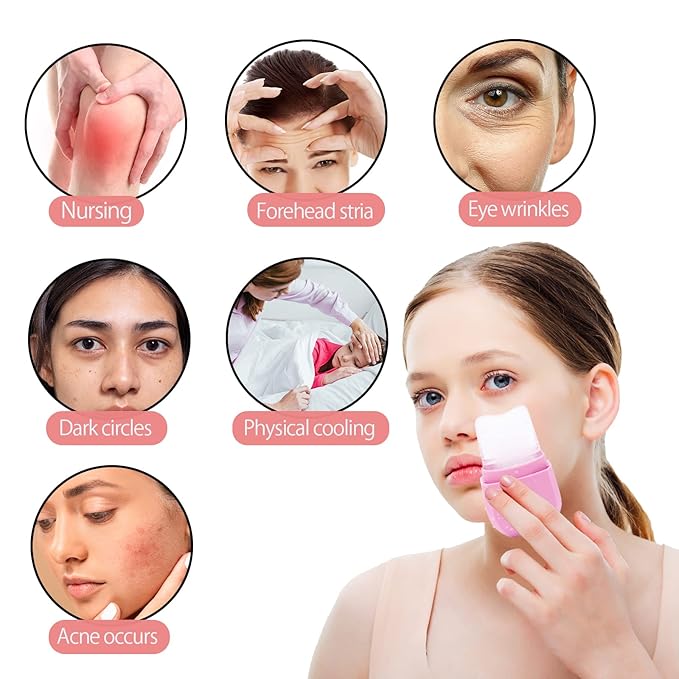 Ice Roller for Face, Facial Massage Tools, Reusable Cube Mold, for Eyes and Neck to Brighten Skin & Enhance Glow / Tighten & Tone Skin & De-Puff The Eye Area