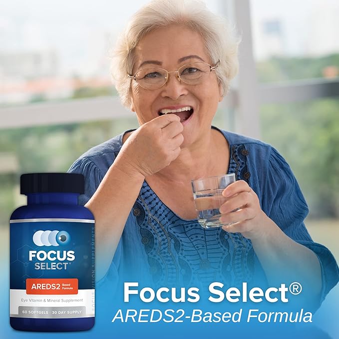 Focus Select AREDS2 Based Eye Vitamin-Mineral Supplement - AREDS2 Based Supplement for Eyes (180 ct. 90 Day Supply) - AREDS2 Based Low Zinc Formula - Eye Vision Supplement and Vitamin