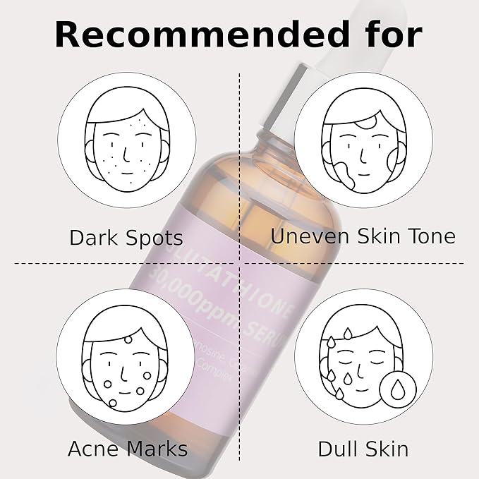 Pure Glutathione Concentrate Mix-in Serum 30,000 ppm w/Niacinamide & Hyaluronic Acid Ceramide | Evens Skin Tone Reduces Hyperpigmentation Acne Scars Dark Spots for Sensitive Skin Korean Skincare