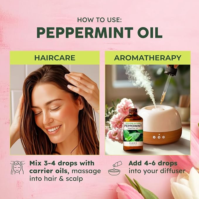 KUKKA essential oils 100% Pure & Natural Peppermint Oil for Skin, Hair, Diffuser, & Soap Making DIY(4 Fl Oz/118 ml)