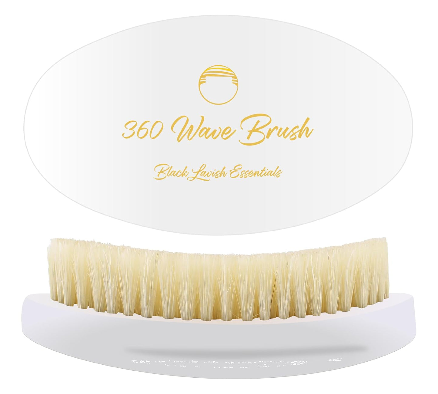 360 Wave Brush, Build Deeper Waves, Soft & Hard Boar Bristle, Curved Design, Black Lavish Essentials Signature (White, Soft Brush)